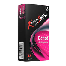 Dotted condoms box, pink dot pattern on black packaging, 12 count