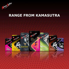 Kama Sutra Intensity condoms UAE product range of KamaSutra boxes showing Orgasmax Longlast Superthin chocolate mango
