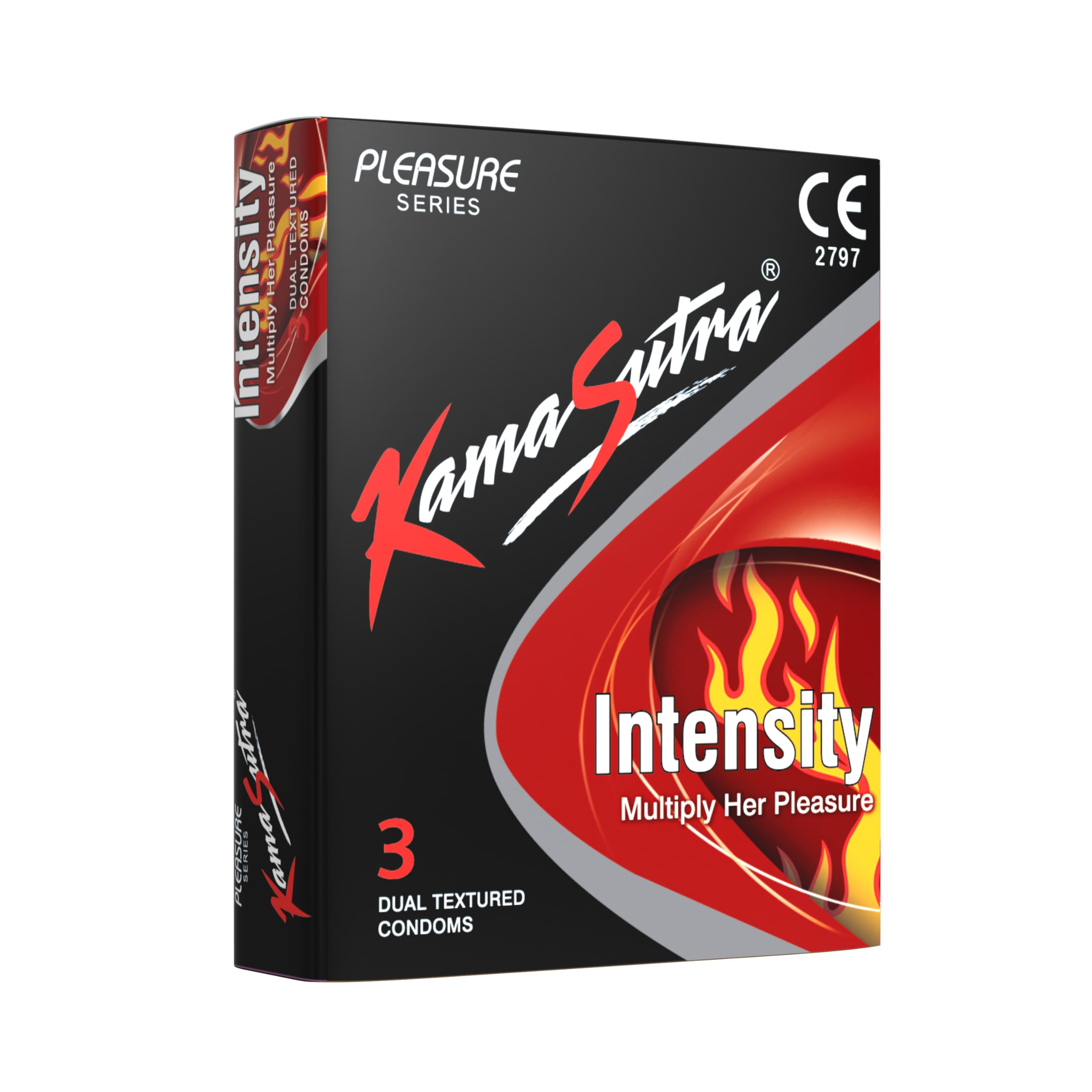 Kama Sutra Intensity condoms UAE black red box 3 dual textured condoms Pleasure Series