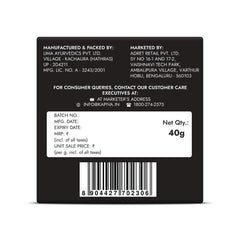 Himalayan Shilajit resin 40g UAE Kapiva black product box back label showing net qty 40g barcode and manufacturer details