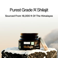 Kapiva jar of Himalayan Shilajit resin 40g UAE on snowy rock Purest Grade A Shilajit sourced from 18000 ft Himalayas