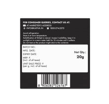 Shilajit gold resin 20 g back label on black carton with barcode
