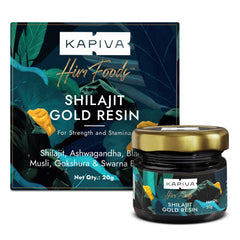 Kapiva Shilajit Gold Resin supplement 20g jar and box for strength and stamina with herbal blend