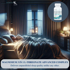 KAPPA NUTRITION magnesium l-threonate supplement UAE bottle inset over sleeping bedroom scene promoting better sleep