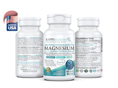 KAPPA NUTRITION magnesium l-threonate supplement UAE three white bottles front and back labels Made in USA