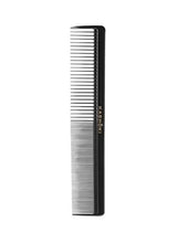 Hair cutting comb with fine metal teeth and black handle