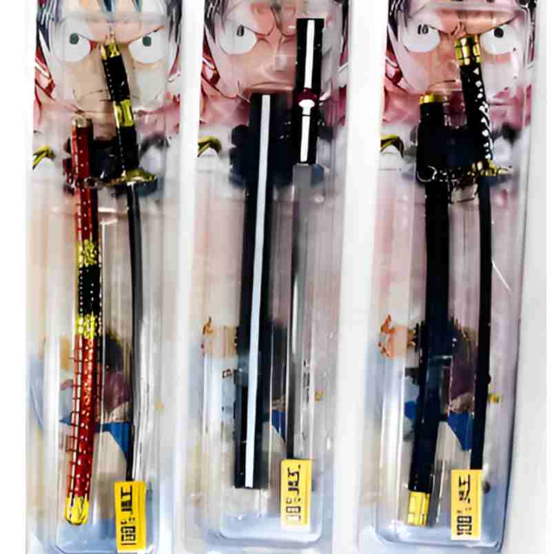 Huitich katana sword for imaginative play with black and red handles in clear packaging