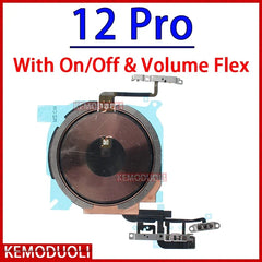 Mumzar iPhone 12 Pro wireless charging coil for iPhone with on off and volume flex cable replacement part