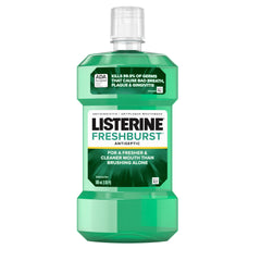 Listerine Fresh Burst mouthwash 500ml green antiseptic bottle with clear cap and front label for fresh breath