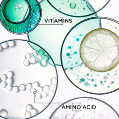 Ingredients in Kerastase clay shampoo UAE, including vitamins and amino acids, highlighted in circular samples