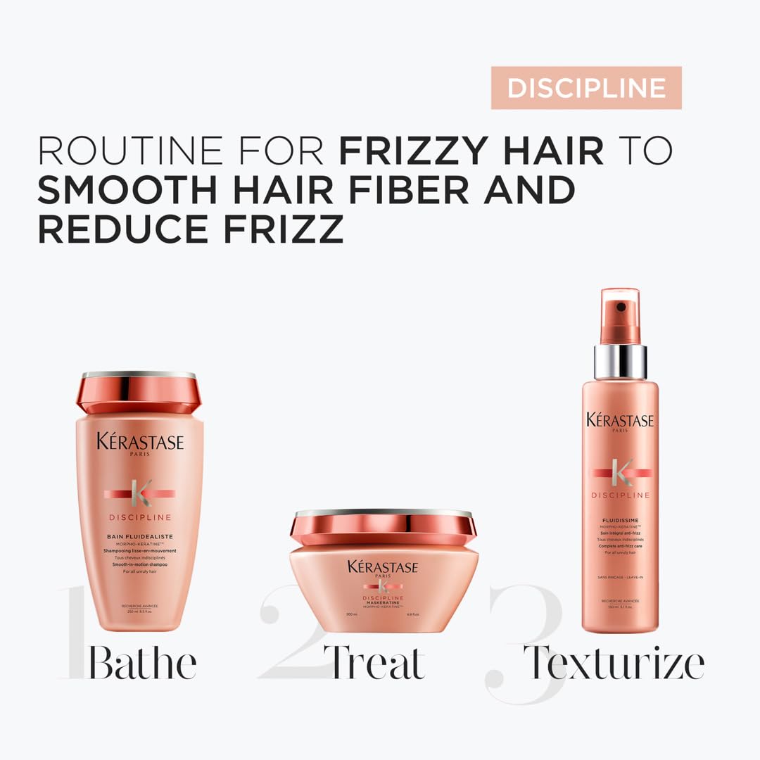 Kérastase curly hair smoothing shampoo with a routine for frizzy hair and reducing frizz