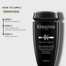 Kérastase Densifique shampoo bottle with how-to-apply steps