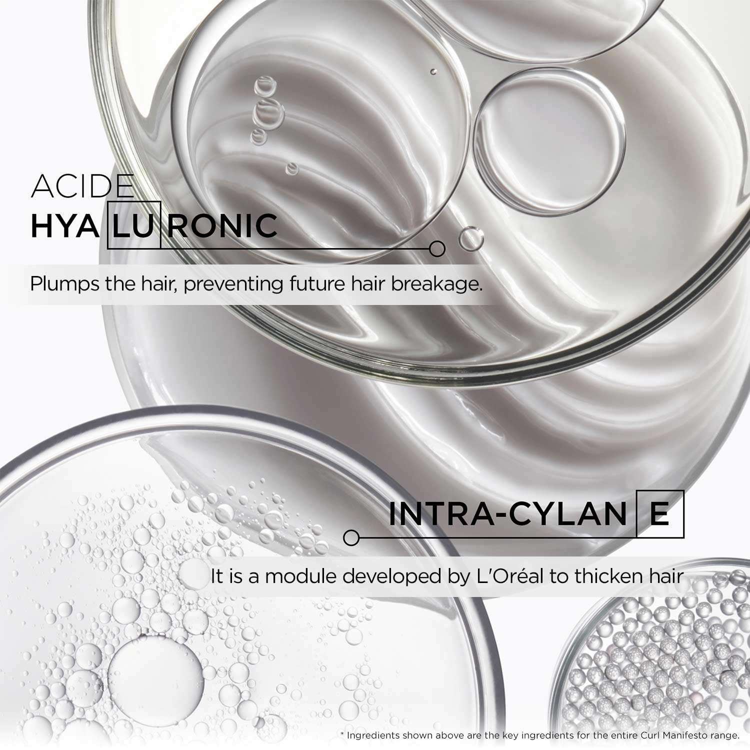 Ingredients for Kérastase densifique shampoo for men showcasing hyaluronic acid and intra-cylan complex