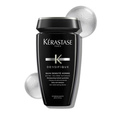 Kérastase densifique shampoo for men in a sleek black bottle for daily hair care and increased density