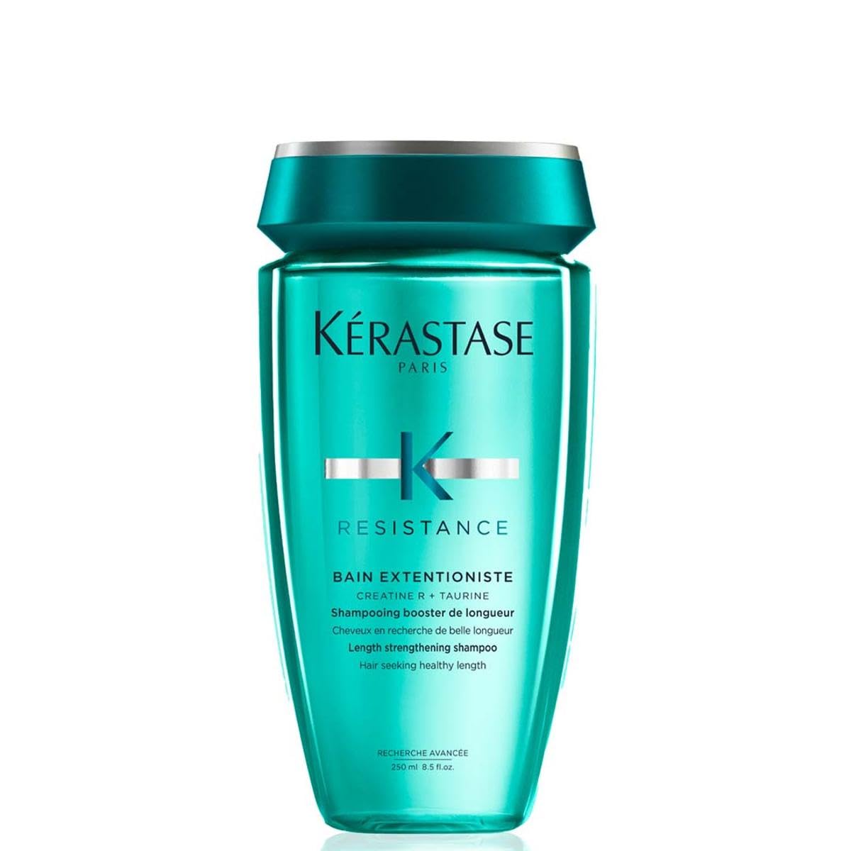 Kerastase Extensionist shampoo for hair growth in a turquoise bottle with a sleek design