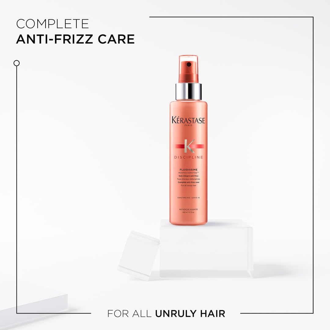 Kérastase frizz control spray for unruly hair with anti-frizz formula in a sleek bottle