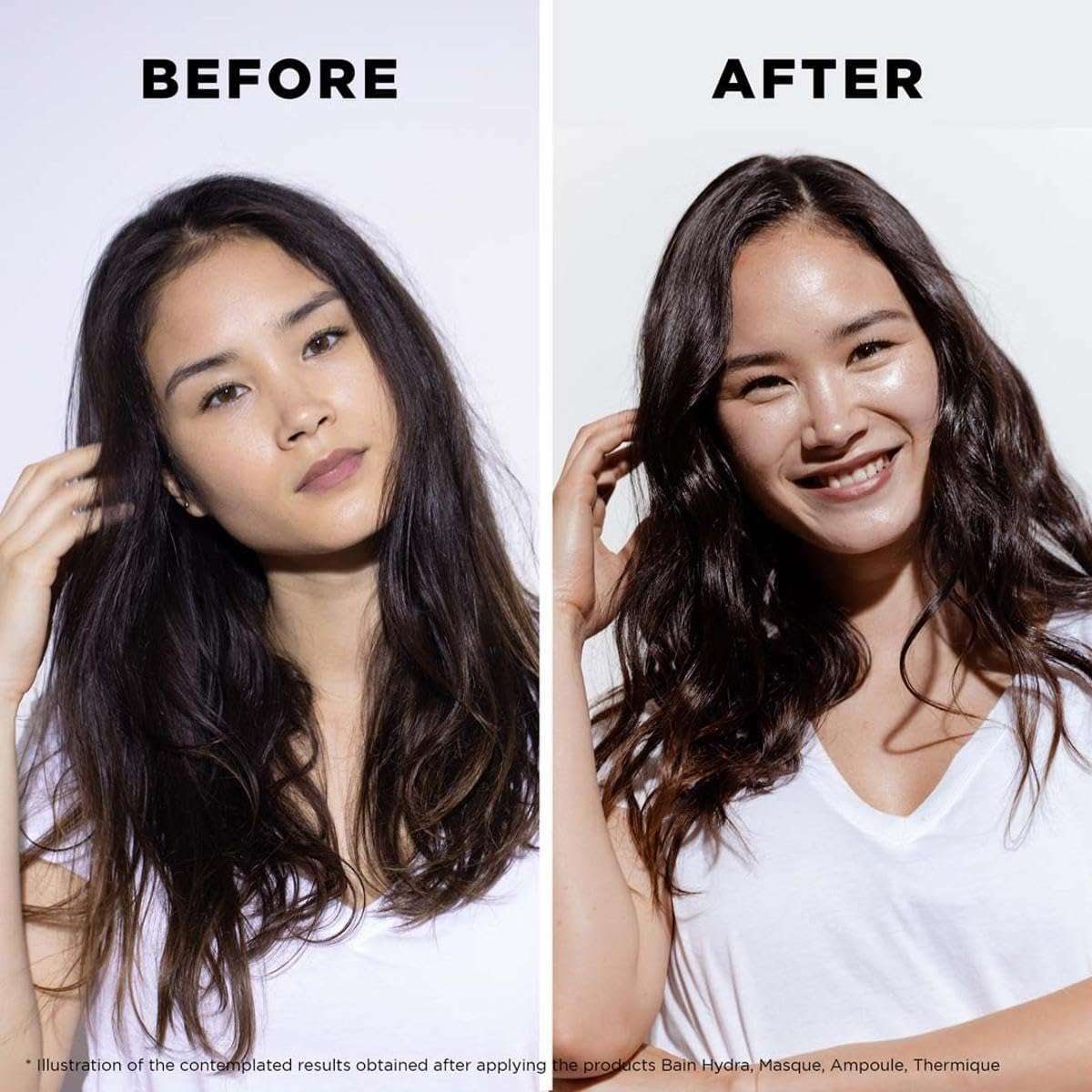 Before and after results using Kérastase Genesis anti-hair fall shampoo for healthier, fuller hair