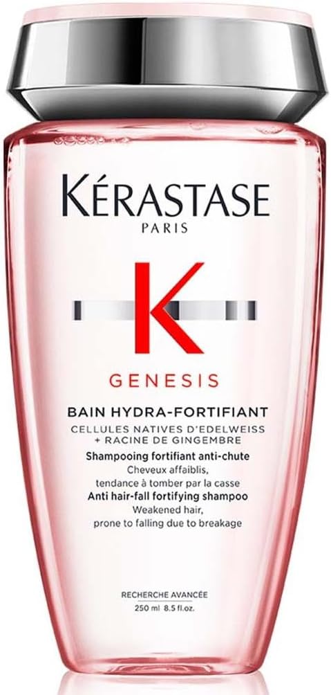 Kérastase Genesis anti-hair fall shampoo in a sleek bottle for fortifying and strengthening weakened hair