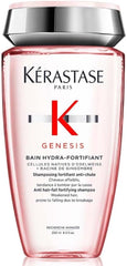 Kérastase Genesis anti-hair fall shampoo in a sleek bottle for fortifying and strengthening weakened hair