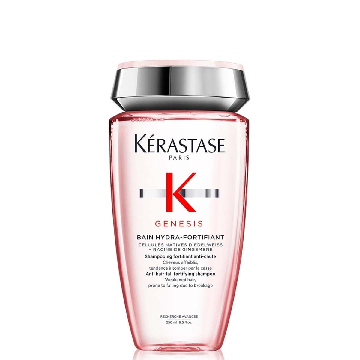 Kérastase Genesis anti-hair fall shampoo in a sleek bottle for strengthening and preventing hair loss
