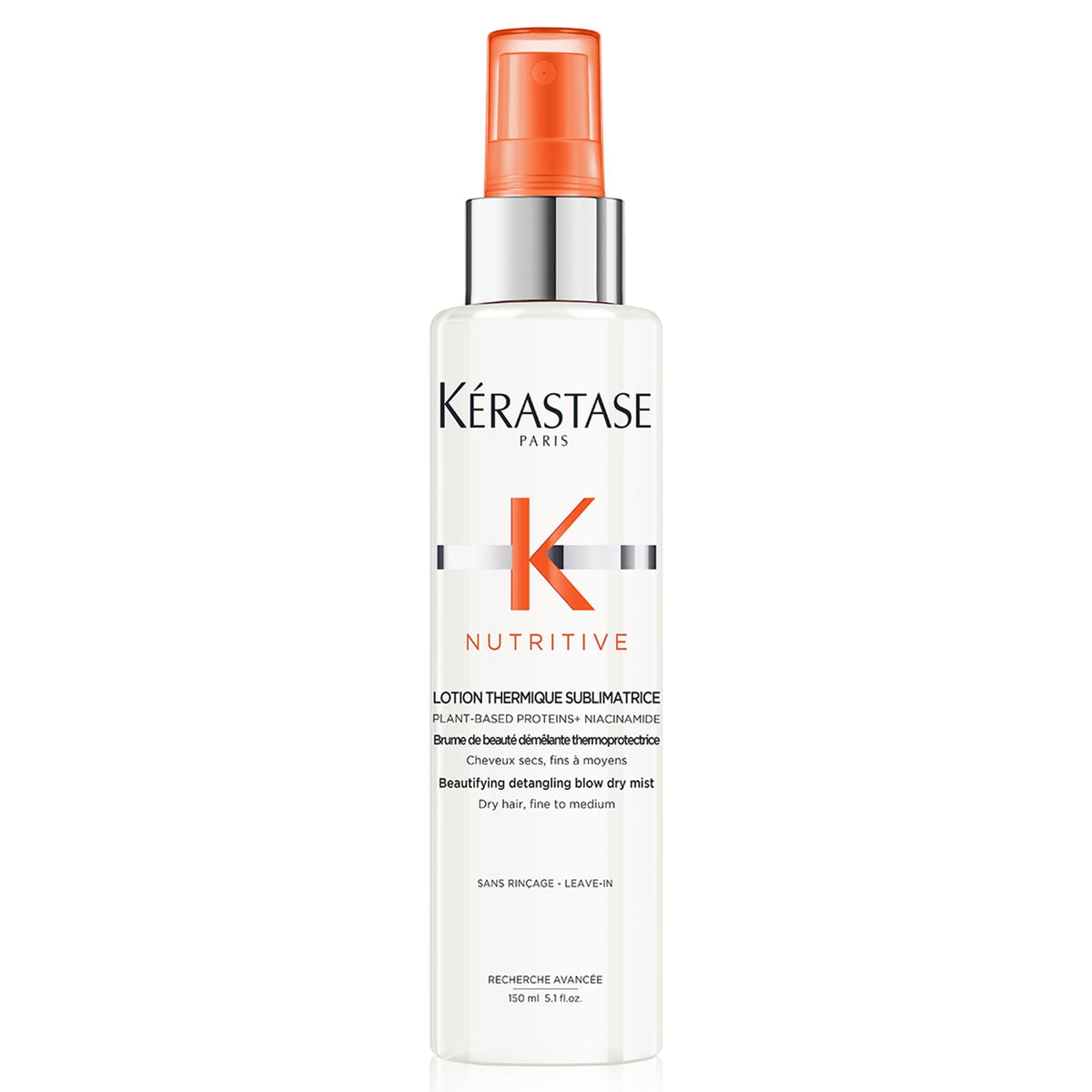 Kerastase heat protectant for thin hair in a spray bottle for protecting and nourishing dry strands