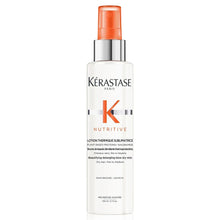 Heat protectant lotion bottle with orange cap and silver pump ring, white label