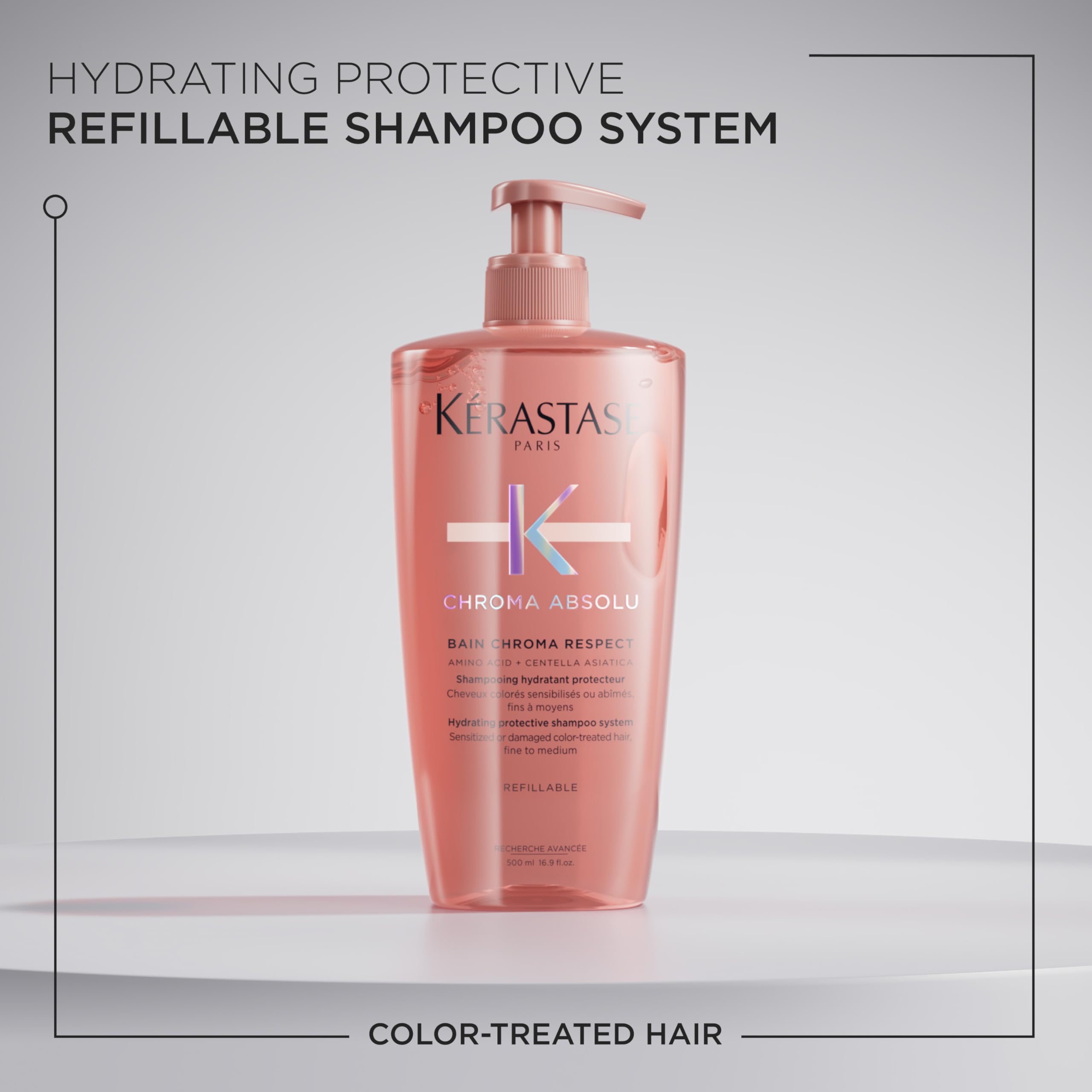 Kerastase Chroma Absolu Refillable Shampoo, a moisturizing shampoo for color-treated hair.