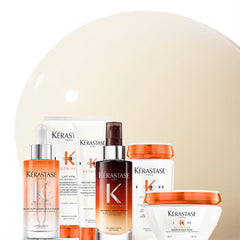 Kérastase Nutritive Lait Vital conditioner alongside other luxury beauty products for nourished hair.
