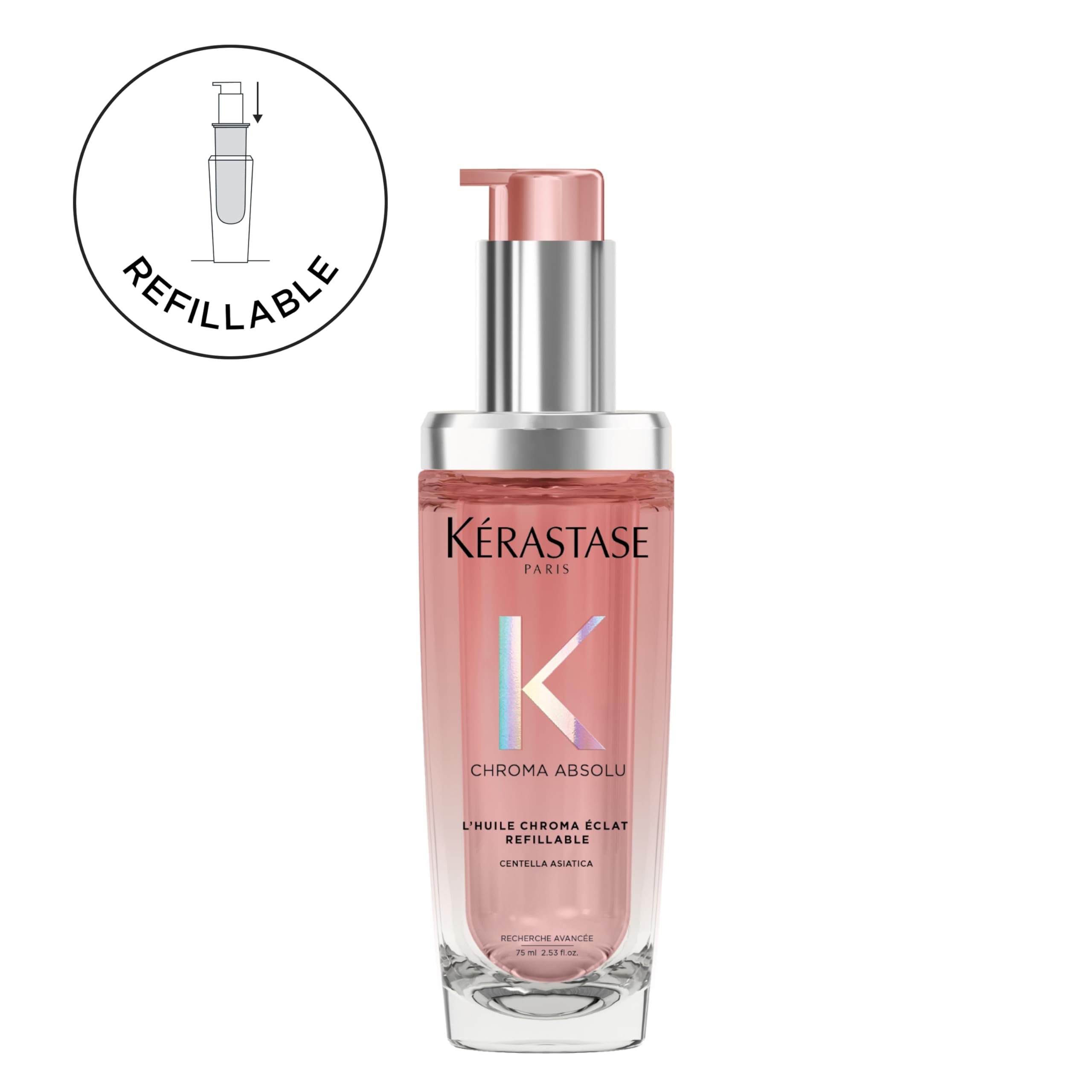 Kerastase Absolu hair oil UAE in a refillable bottle for vibrant, shiny hair treatment