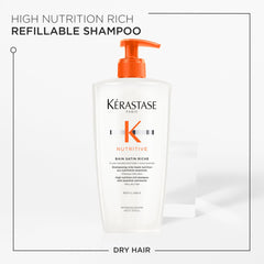 Kerastase shampoo for very dry hair in a refillable bottle for high nutrition rich hair care