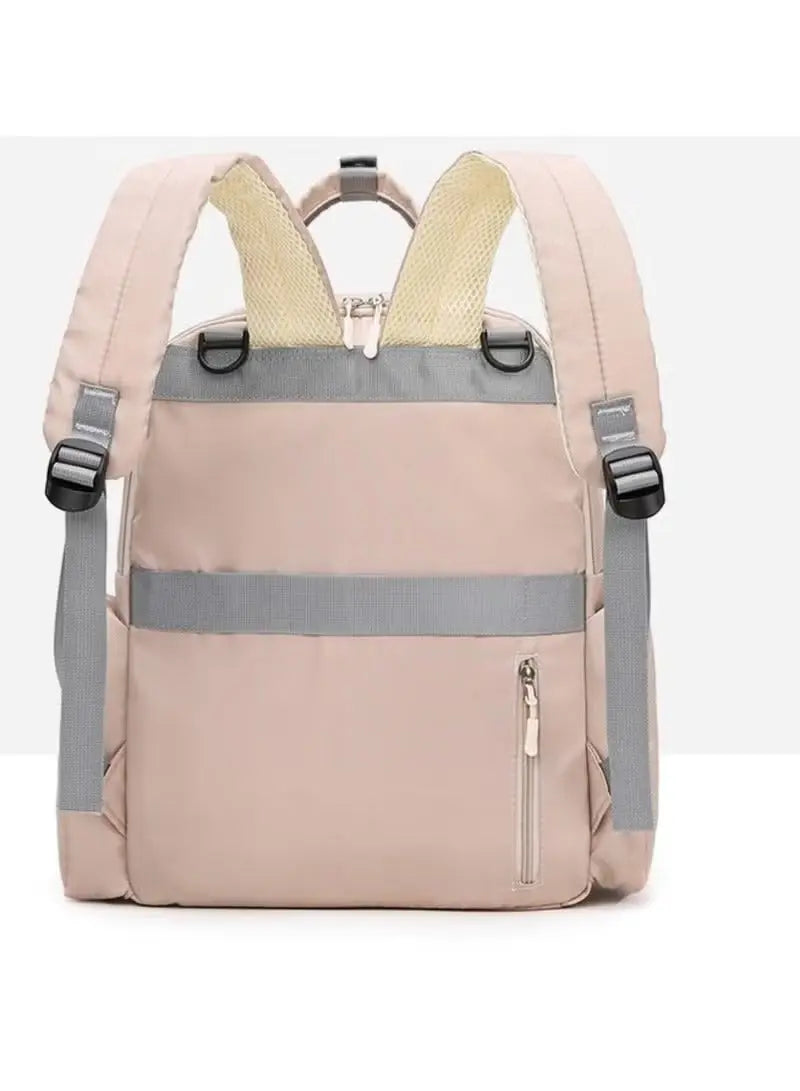 Huitich khaki baby travel bag with adjustable straps and multiple compartments for organized diaper storage