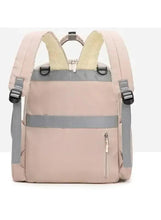 Large capacity baby travel bag, light khaki, front zip pocket and shoulder straps