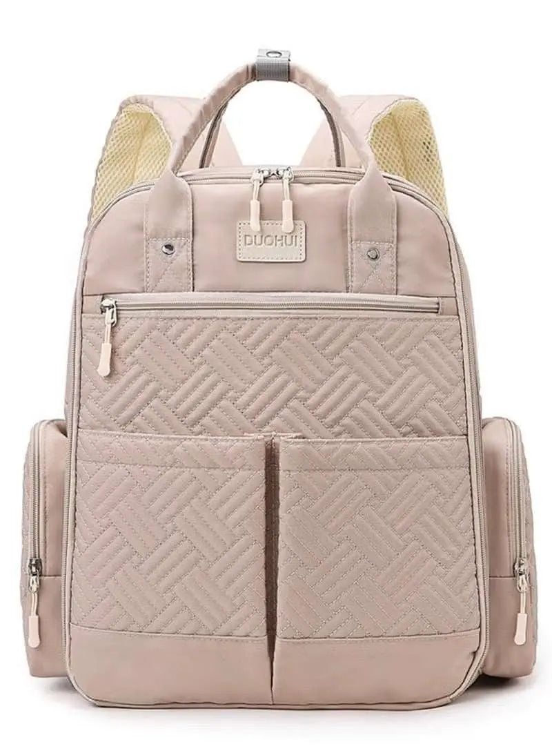 Khaki baby travel bag by Huitich with multiple pockets for convenient storage and modern design