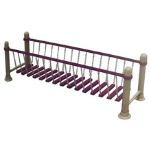 Balance training walking bar with maroon frame, chains, and purple step boards