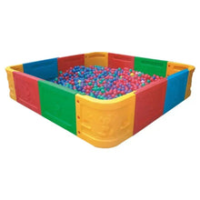 Kids square ball pit with colorful walls and ball-filled center