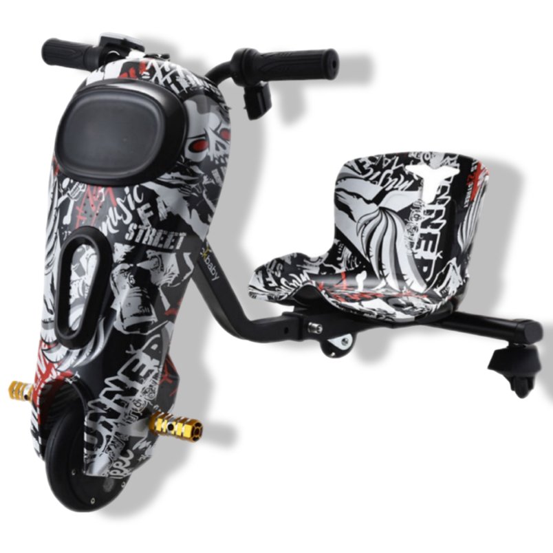 Winner Sky electric drifting scooter for kids with black and white graffiti design kids electric scooter with LED lights