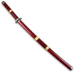 Huitich red katana shape kids katana sword toy with black and gold accents in sheath
