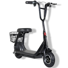 Winner sky kids lithium electric scooter 36V in black with seat and rear basket for kids