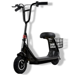 Winner sky kids lithium electric scooter 36V with black frame, seat, and rear basket