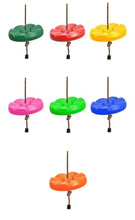 Disc swing seat set with rope loops: green, red, yellow, pink, green, blue, orange