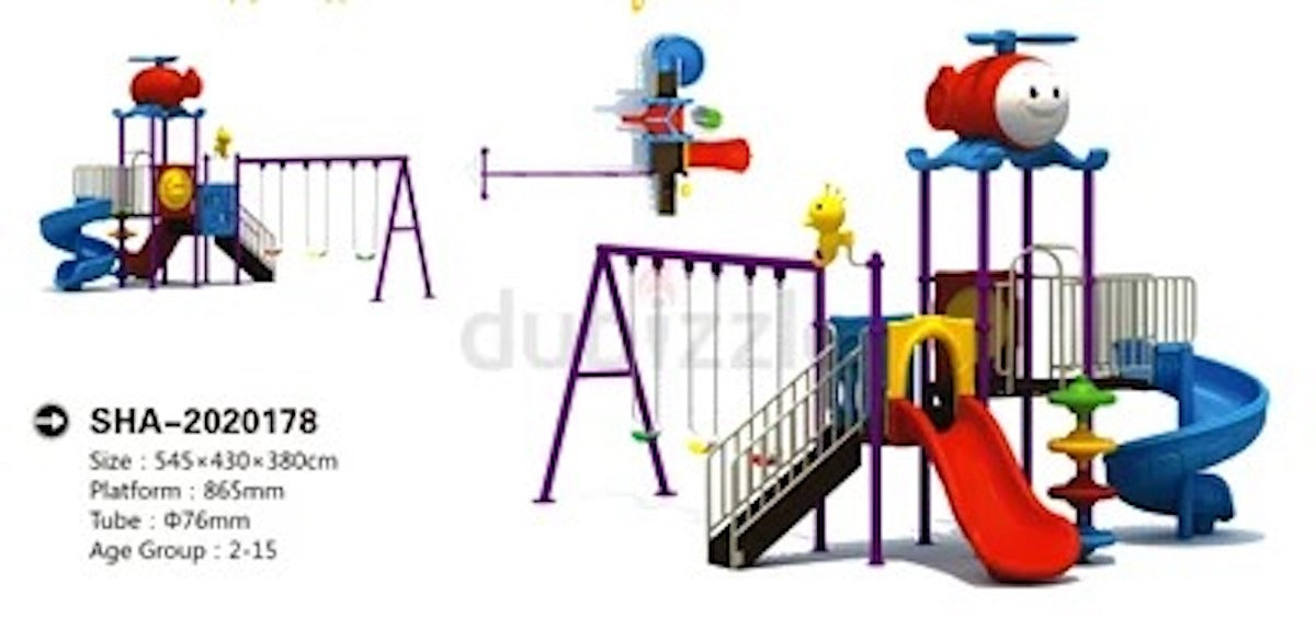 Huitich kids outdoor playground set featuring slides, climbing structures, and colorful play areas for children