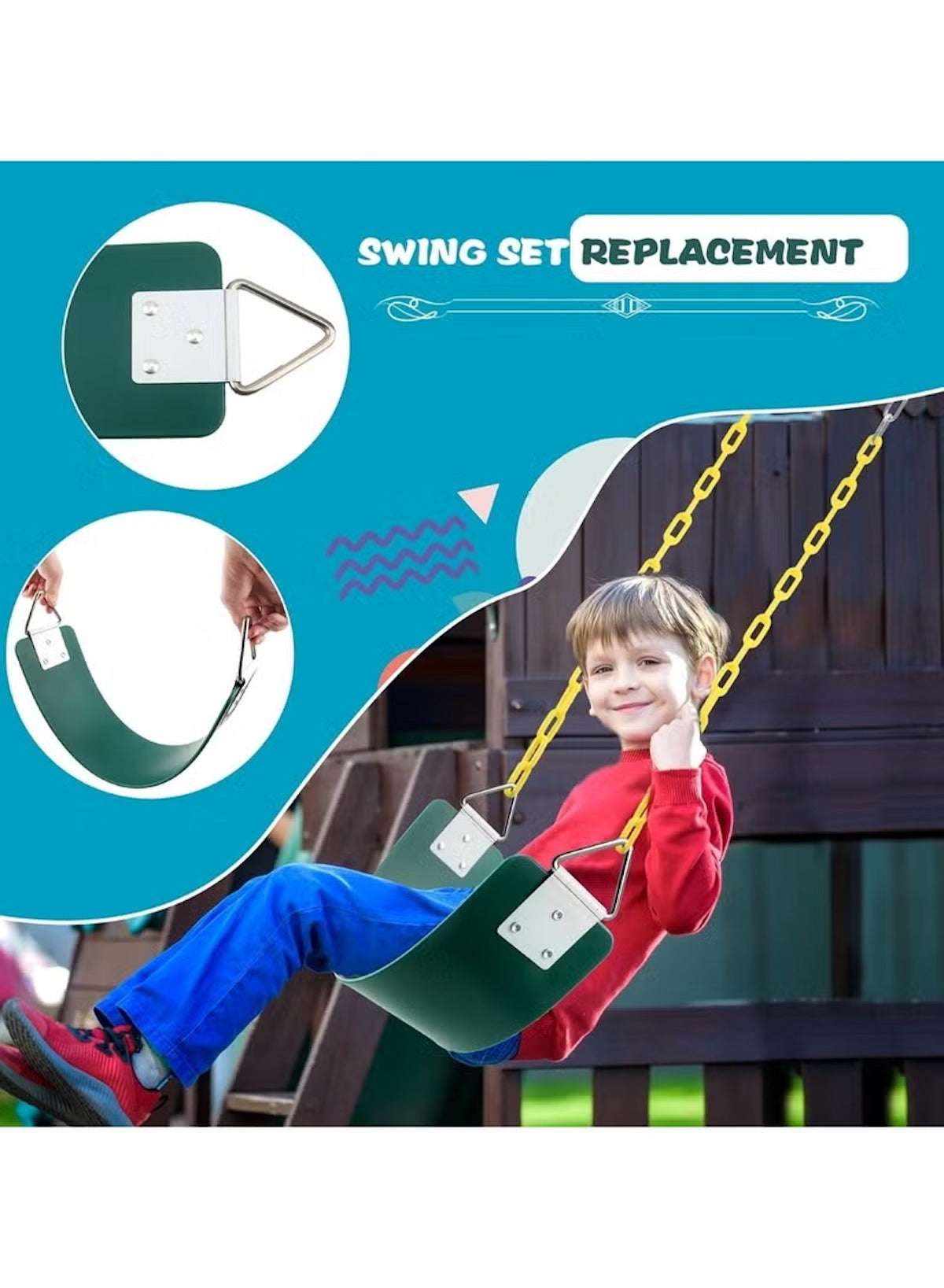 Huitich kids outdoor swing seat replacement with sturdy chains for safe playtime enjoyment