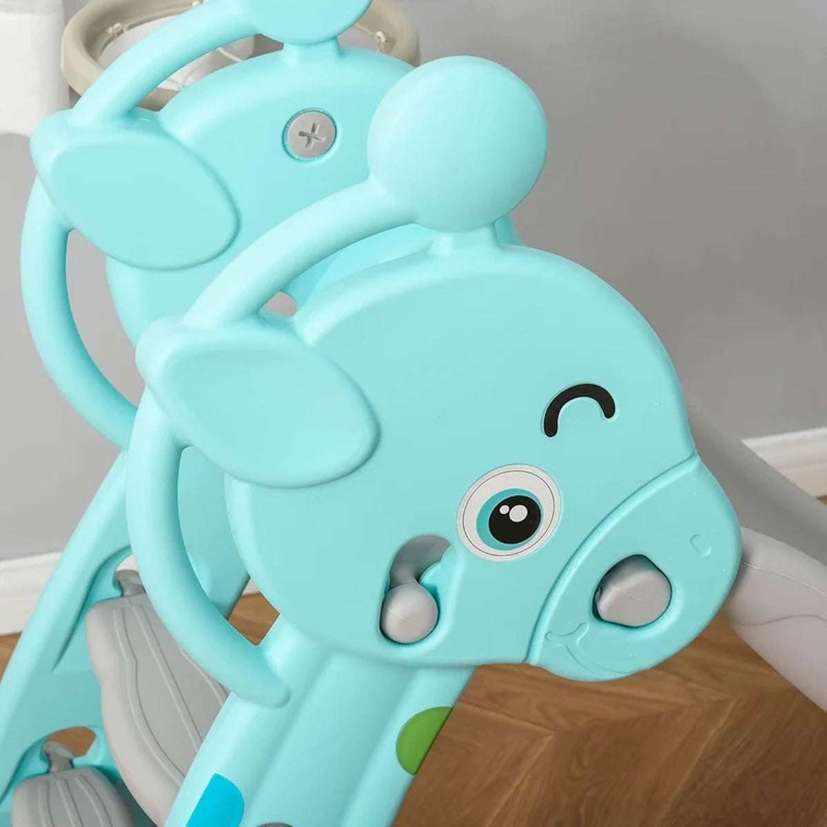 Huitich kids playground slide UAE in cheerful blue with playful animal design for indoor fun