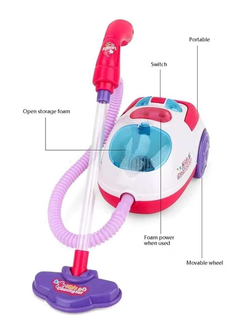 Huitich pink cleaning playset toy vacuum with pretend play cleaning set with accessories for kids