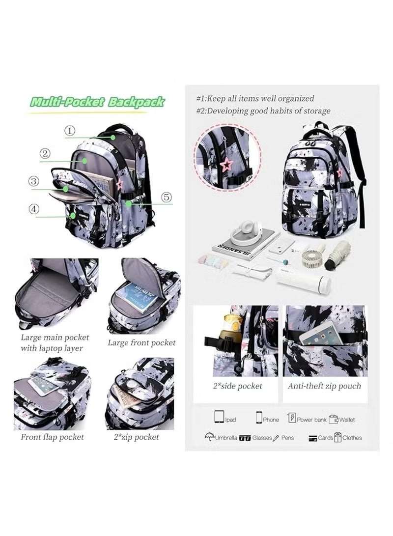 NIWEIYA kids rolling backpack with wheels featuring multi-pocket storage and anti-theft pouch