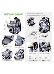 NIWEIYA kids rolling backpack with wheels featuring multi-pocket storage and anti-theft pouch