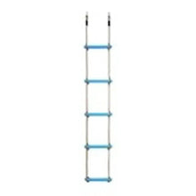 Rope ladder with blue plastic rungs and side ropes for kids climbing