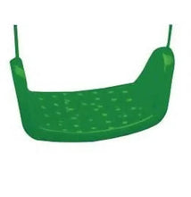 Kids slide swing seat, green plastic pan with hanging ropes