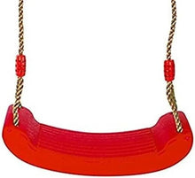 Kids slide swing seat, red plastic pan with two rope hangers