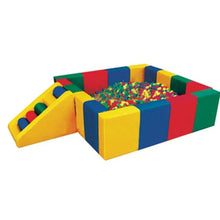 Kids ball pool with slide and ball pit, multicolor padded play blocks
